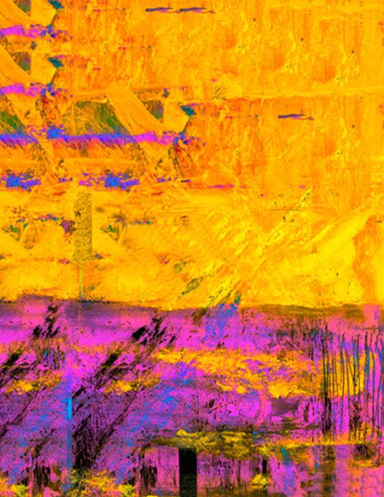 Tableau abstrait jaune violet