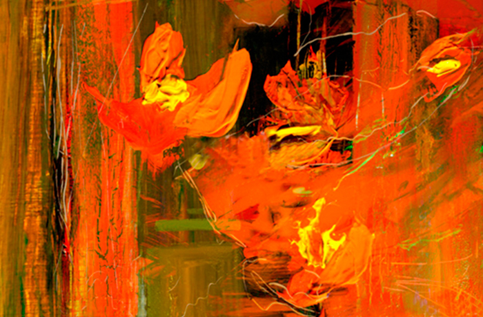 Tableau abstrait orange