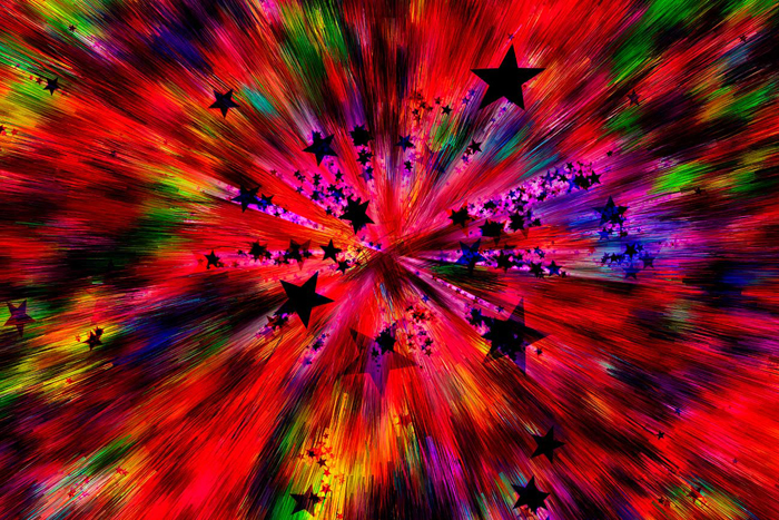 Tableau abstrait explosion d'étoiles