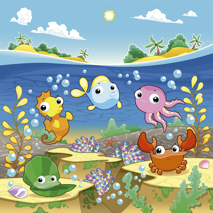 Tableau petits animaux mer