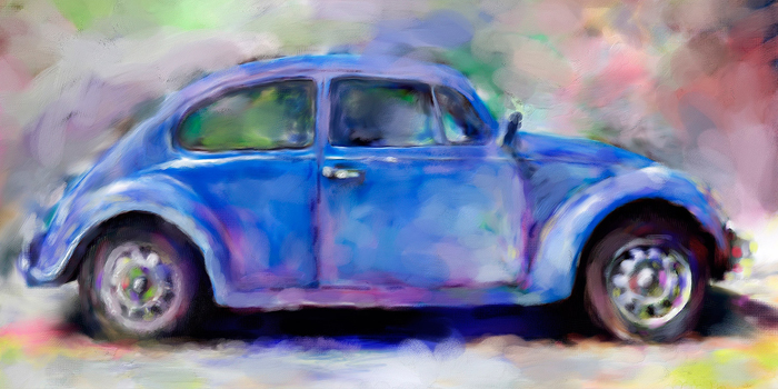 Tableau voiture scarabée bleu