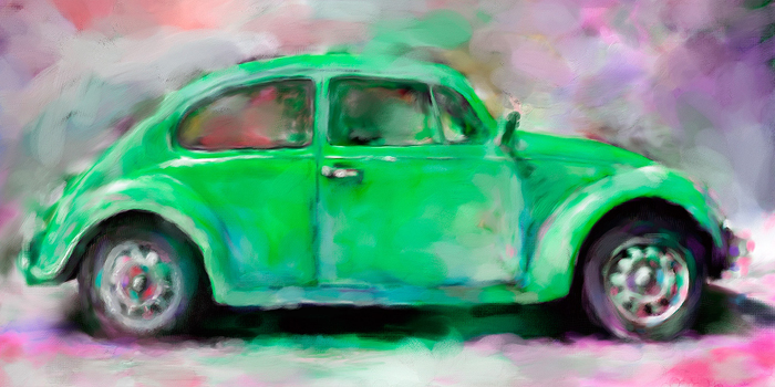 Tableau voiture scarabée vert