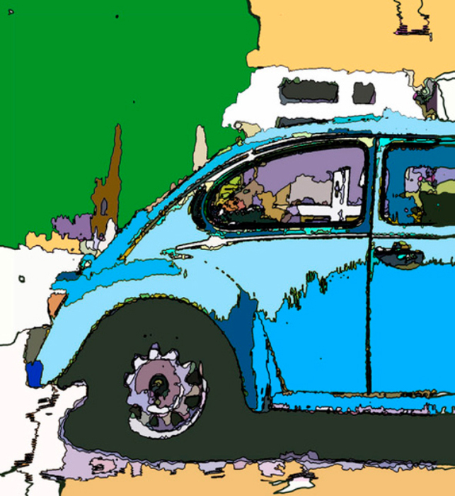 Tableau voiture pop bleu