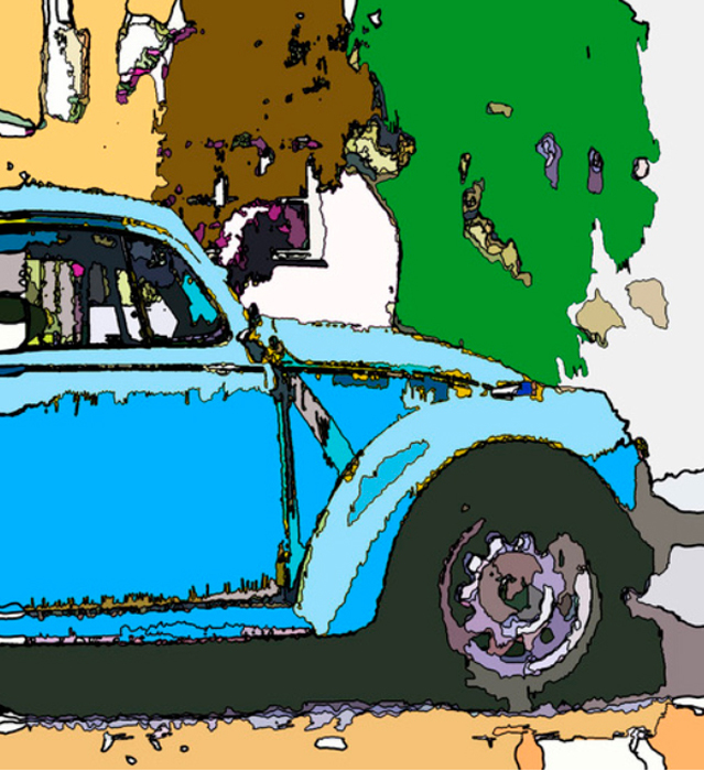 Tableau voiture pop bleu