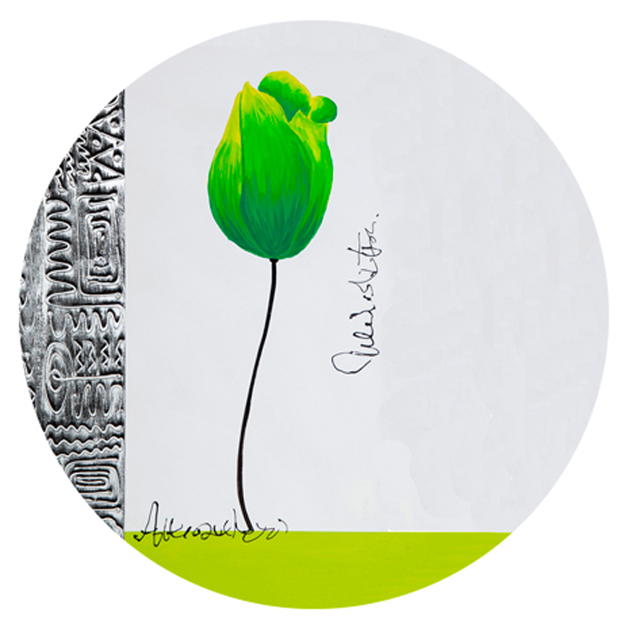 Tableau fleur vert ronde