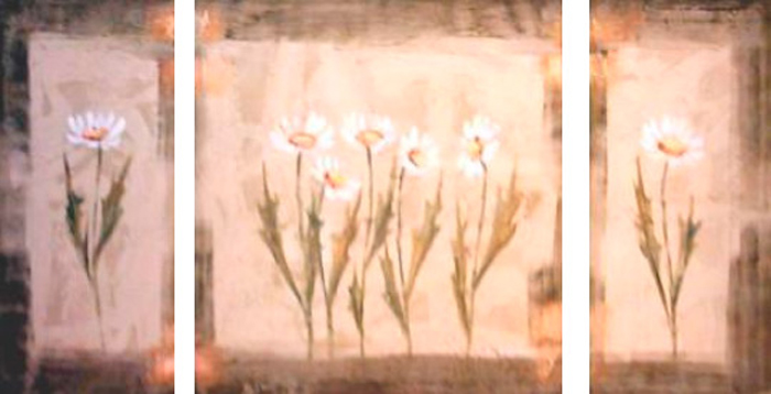 Tableau de fleurs triptyque