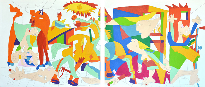 Tableau Guernica pop diptyque