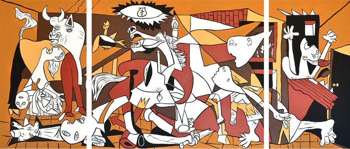 Tableau Guernica triptyque brunes