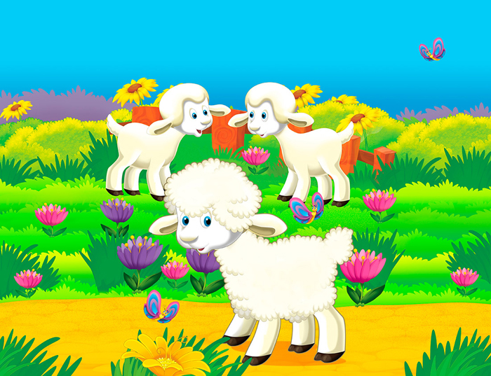 Tableau d'enfants petit moutons