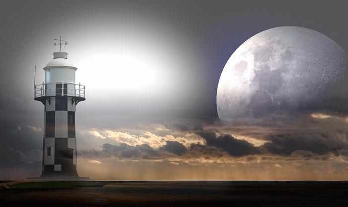 Tableau lune et phare