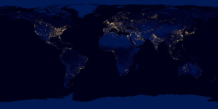 Tableau mappemonde bleu