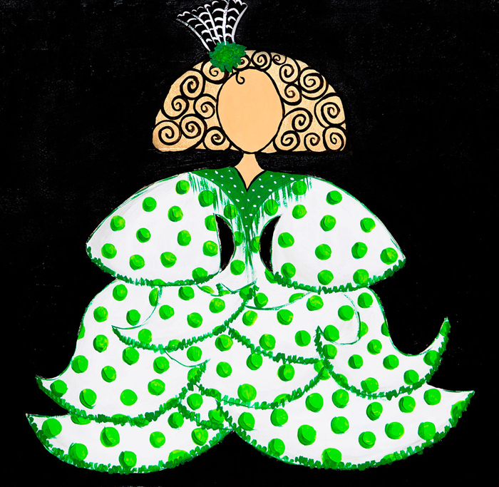 Tableau Ménine flamenca vert