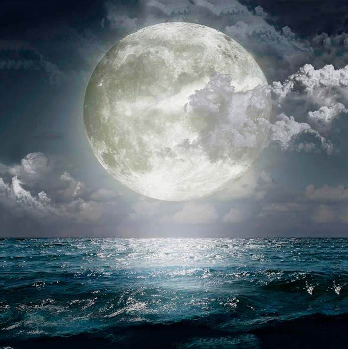 Tableau réflexe de lune en el mar